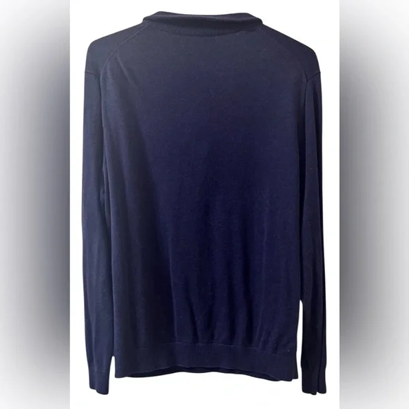 Vineyard Vines Men's Navy Striped Collar Zip-Up Sweater - Picture 2 of 4